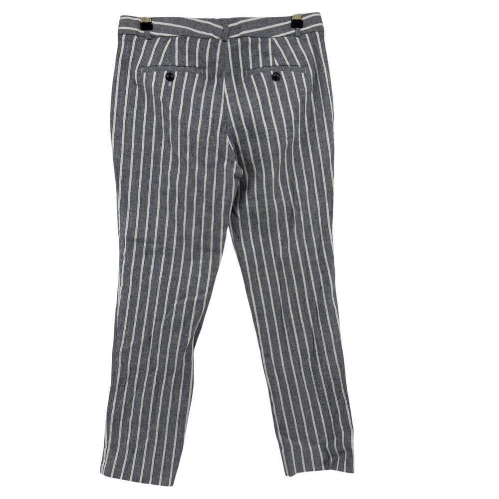 Banana Republic Avery Linen Cotton Blend Striped Ankle Pants Womens 4 Blue White - Picture 4 of 8